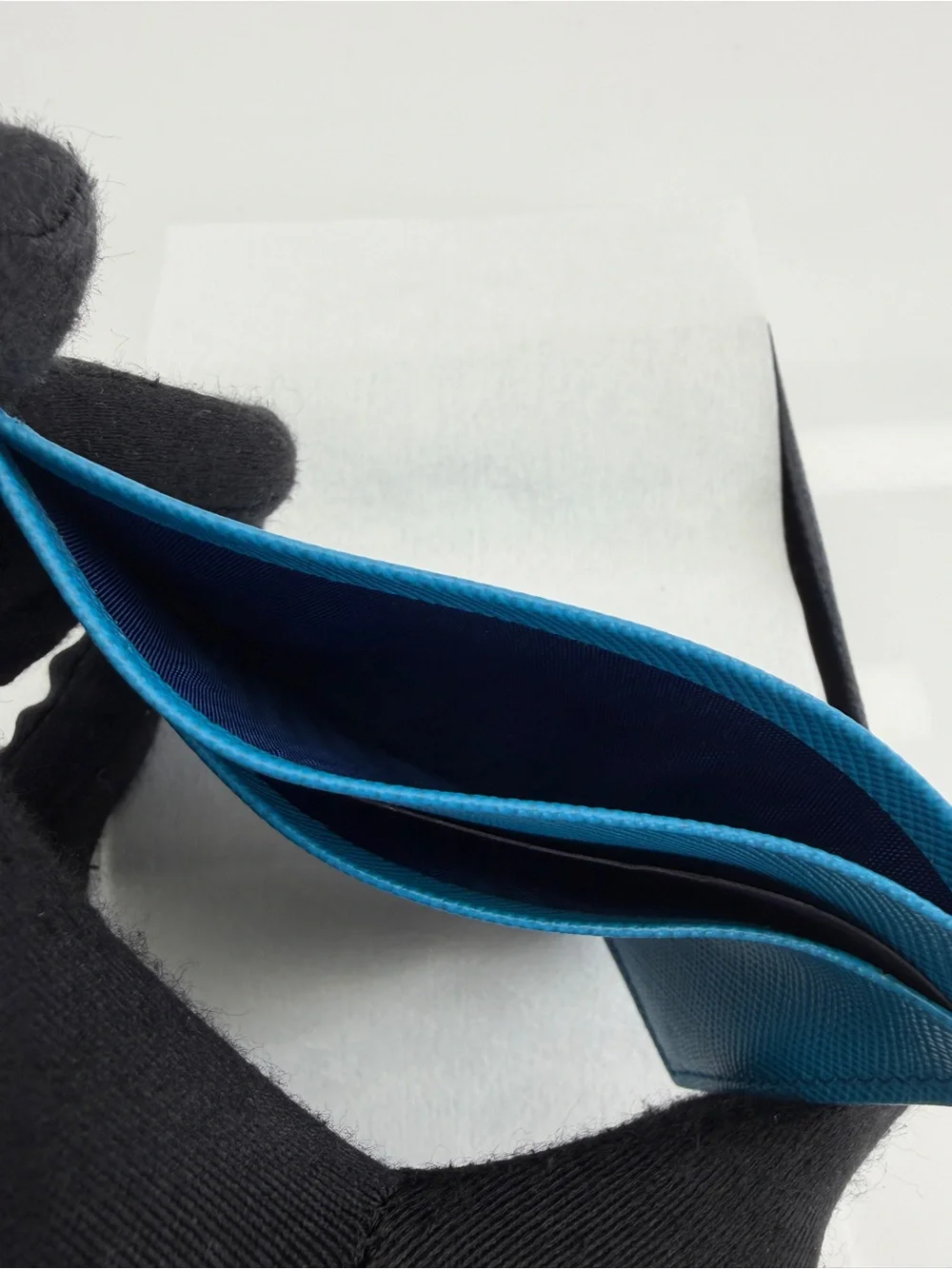 PRADA Saffiano Leather Cardholder in Blue